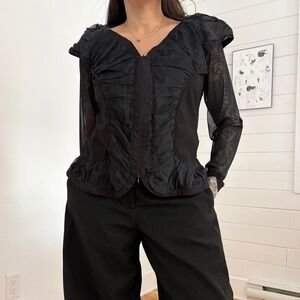 Anne Fontaine zip front silk blend blouse